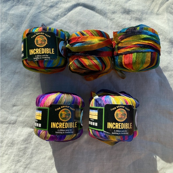 Lion Brand Yarn Other - Lot of 5 Lion Brand Incredible ribbon yarn 50g balls